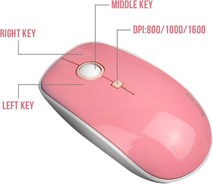 Colorful Wireless Keyboard and Mouse Combo, Typewriter Style Bubble Keyboard with Round Keys, 2.4GHz Cute Aesthetic Full Size Keyboard with Number Pad for PC Laptop Desktop