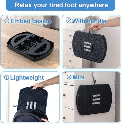 CasaZenith Under Desk Footrest, Foot Rest for Under Desk at Work, Ergonomic Foot Stool for Office Desks, Small Rocking Footrest with Massage Roller&Portable Handle, Leg Rest, 13" L x 9.2" W x 4.7" H