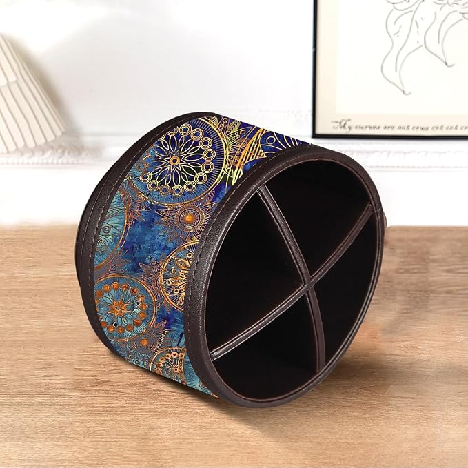 Pen Holder for Desk Organizers and Accessories, 360 Swivel TV Remote Control Holder for Table, Nightstand Organizer Caddy for Office Supplies/ Media Controllers, Bedside Decorations for Living Room