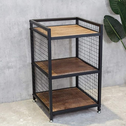 Industrial 3-Shelf Printer Stand, Rustic Printer Cart with Wheels, Large Printer Desk Cart with Storage Shelves, Office Organizer for Home, Living Room, 19.3'' x 19.3'' x 34.8''