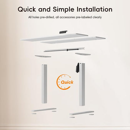 Monomi Electric Standing Desk, 47.2 Inch Height Adjustable Sit Stand Up Ergonomic Home Office Computer PC Desks, Gaming Writing Study Bedroom Rising Table, Tall Standup Workstation, White