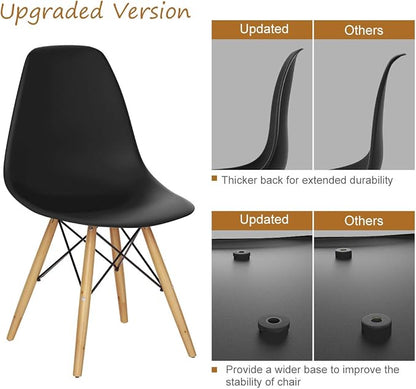 Giantex Dining Chairs Set of 2 Black, Pre Assembled Mid Century Modern Dining Chairs with Wood Legs, Armless Kitchen Chairs, Plastic Dining Side Chair for Dining Room, Kitchen, Living Room