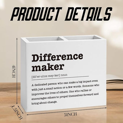 Difference Maker Gifts Office Room Decor for Women Men Coworker Friend Employee Wooden Pencil Holder Boss Day Gifts Funny Office Accessories Desk Decor