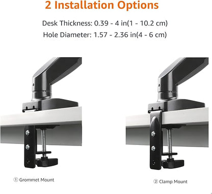 Amazon Basics Gas Spring Single Monitor Arm Desk Mount, Adjustable Tension, Fits 15–27 Inch Monitors, Supports 4.4–15.4 lbs, VESA 75x75/100x100, Black