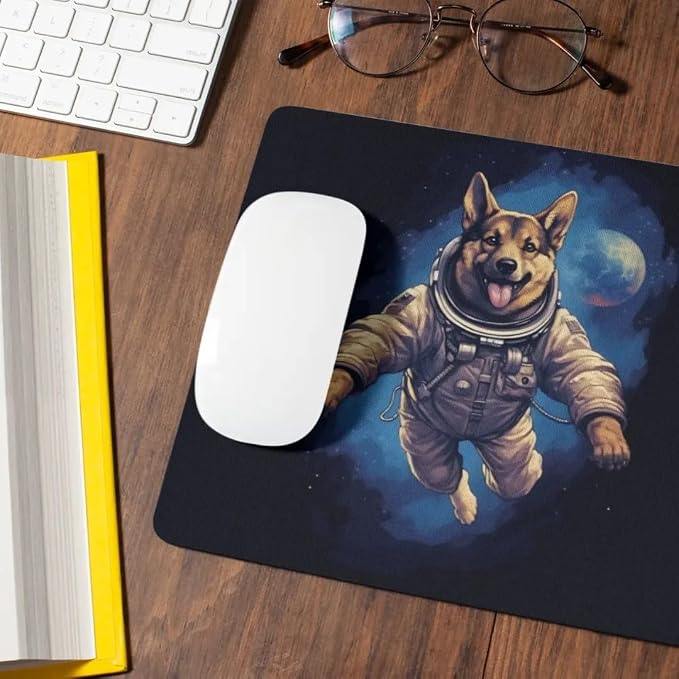 Mouse Pad German Shepherd Astronaut Dog in Space Mouse Pad Puppy floating in Space for Home Office Work Desk Computer Desktop Laptop for Dog Lovers