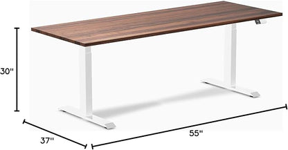 Desky Dual Hardwood Sit Stand Desk - 80x30 Electric Standing Desk - Dual Motor, 3 Stage Adjustable Height Desk - Solid Wood Standing Desk - Whole-Piece Top in Walnut Wood