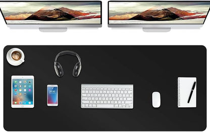 Boutilon Leather Desk Pad Protector,Non-Slip Mouse Pad,Laptop Desk Pad,Office Mouse Mat,Waterproof Leather Desk Blotter,Desk Writing Pad for Office and Home (XXXL-Black,47"x 24")