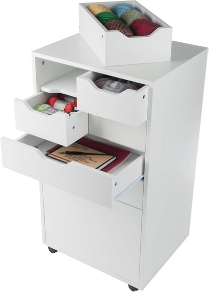 Winsome Halifax Mobile Storage Cabinet with 7 Drawers in White, Stylish & Functional Home Storage Cabinet for Filing, Kitchen Organization, Moveable Furniture for Office, Dorms, Apartments
