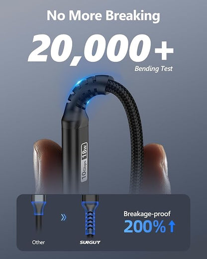 SUNGUY 10Gbps Android Auto USB C Cable, 1.5FT 3A USB 3.1 Gen 2 Fast Charging & Data Transfer USB C CarPlay Cable, Compatible with iPhone 17/16/15 Pro Max, Galaxy S22 S21 Note 20, Pixel 6 5 (Black)