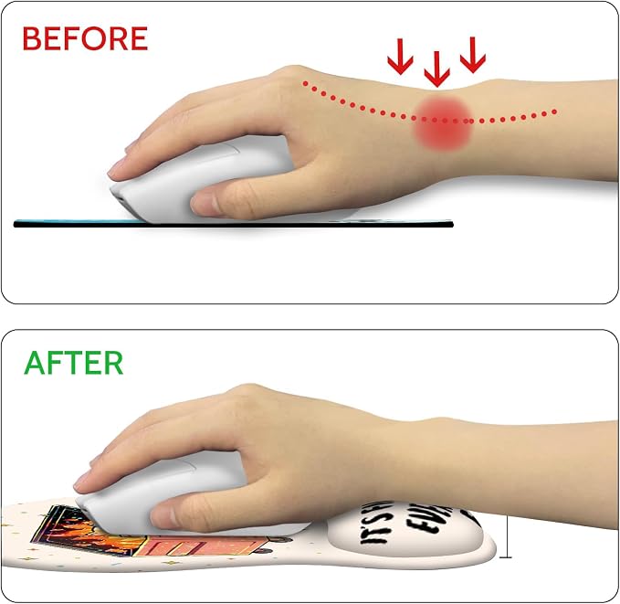 Cat Mouse Pad with Wrist Rest Funny Cute Ergonomic Mousepad Middle Concave | Dumpster on Fire Wrist Support, Office Desk Accessories, Gaming Work Home, Non-Slip Base, for Wireless Mouse Computer Laptop