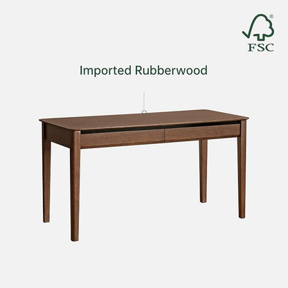 Retro Solid Wood Computer Desk, Office Writing Desk with Storage Drawers for Home Office, Study, Bedroom 55.11" W