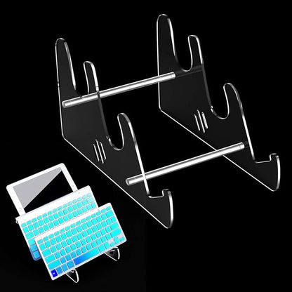 Acrylic Keyboard Display Stand Holder Mechanical Computer Stand Shelf for Desk Transparent Acrylic 3 Tier Keyboards Storage Holder Tray for Computer Tablet Picture Frame