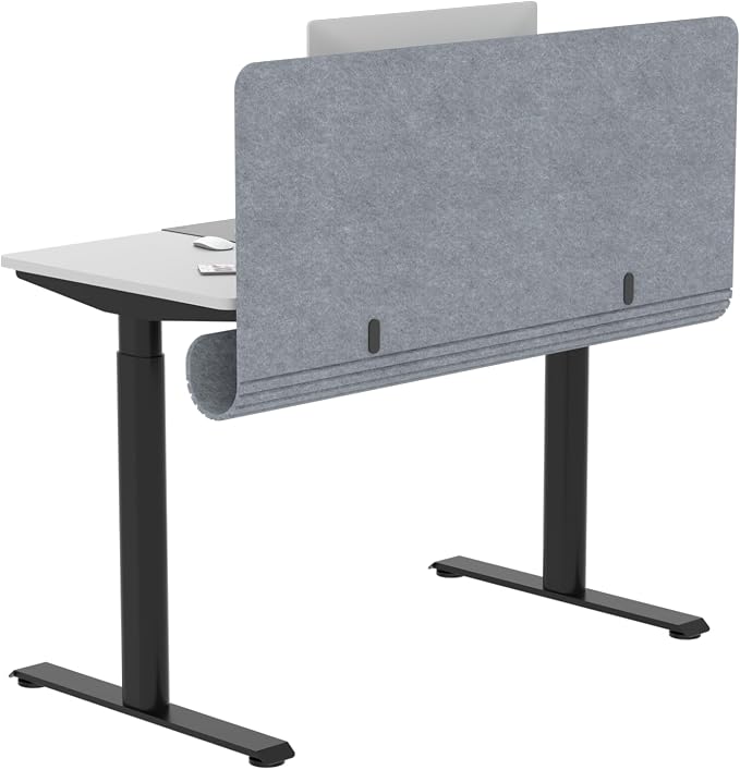 Desk Privacy Panel with Wire Management, 47.2 x 22.5 inch Sound Absorbing Felt Cubicle Desk Divider with Hidden Cord Organizer, Clamp or Screw Mount, Acoustic Partition for Office & Home
