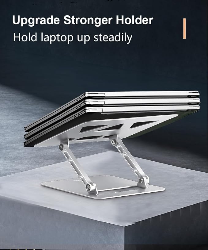 Aoviho Adjustable Laptop Stand for Desk,Portable Laptop Stand Holder and Riser,Foldable Aluminum Notebook Computer Stands for MacBook Air Pro HP Lenovo Dell Samsung Chromebook, 10-15.6 inch, Silver