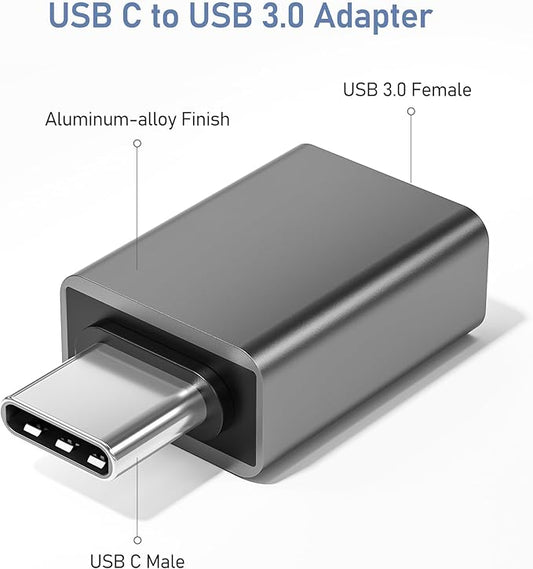 Basesailor USB C to USB Adapter 3Pack,USBC Male to A Female 3.0 OTG MacBook Pro/Air Adapter,Type C Thunderbolt 4 3 Converter for Apple iPhone 17 17e 16,Mac,iPad,Microsoft Surface,Samsung Galaxy S26