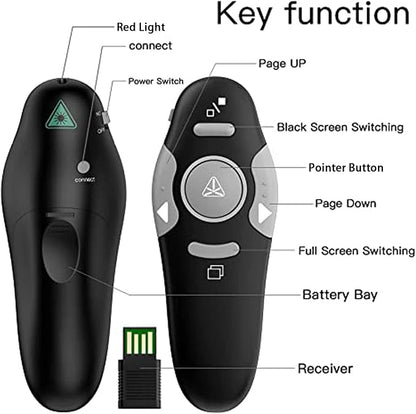 QUI Presentation Clicker Wireless Presenter Remote Clicker for PowerPoint Presentation Remote, PowerPoint Slide Advancer for Mac/Windows/Google Slide/Keynote, Black, A