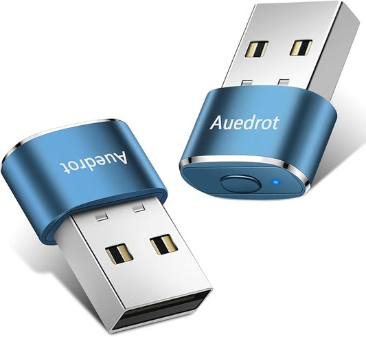 AUEDROT Mouse Jiggler Undetectable Metal USB Mouse Mover with Switch Button, Automatic Mini Mouse Shaker with 2 Jiggle Modes, Driver-Free, Plug and Play, Keep Computer/Laptop Awake, Blue, 2 PCS