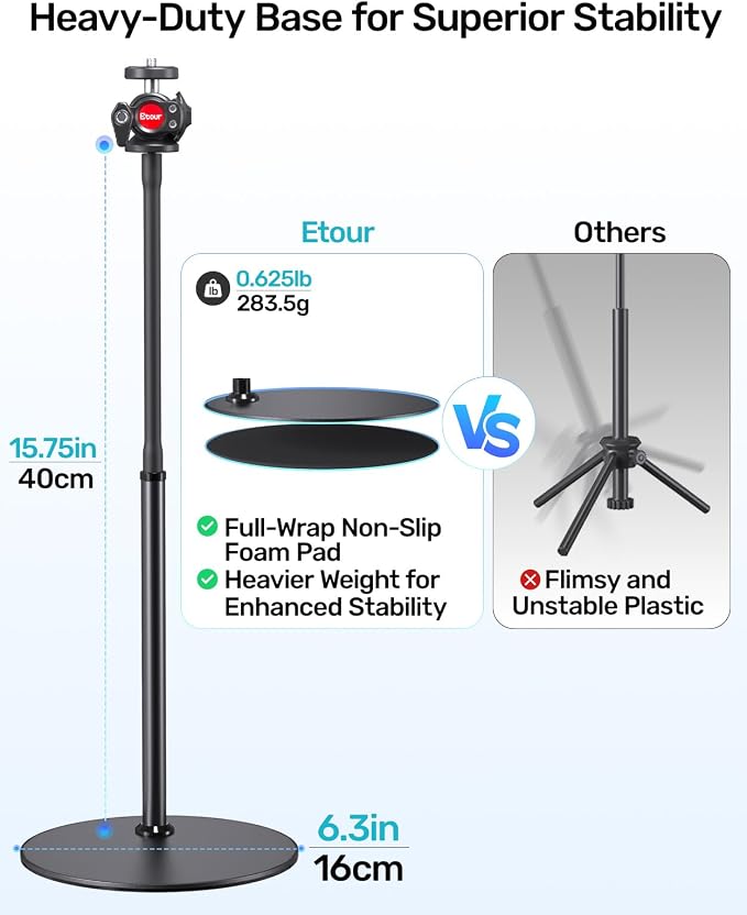 Webcam Stand for Desk, Upgraded Gooseneck Web Camera Tripod & 360° Swivel Ballhead for Logitech Webcam C922 C930 C930e C920 C920s C920x C960 C615 BRIO NexiGo N60 with 1/4" Thread