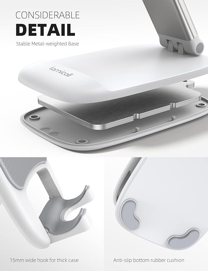 Lamicall White Cellphone Stand, Xmax Gift for Men Women Mother Father Girls Boys Coworkers, Desk Accessories, Telephone Stands, Workspace Organizersf, Gifts for Christmas