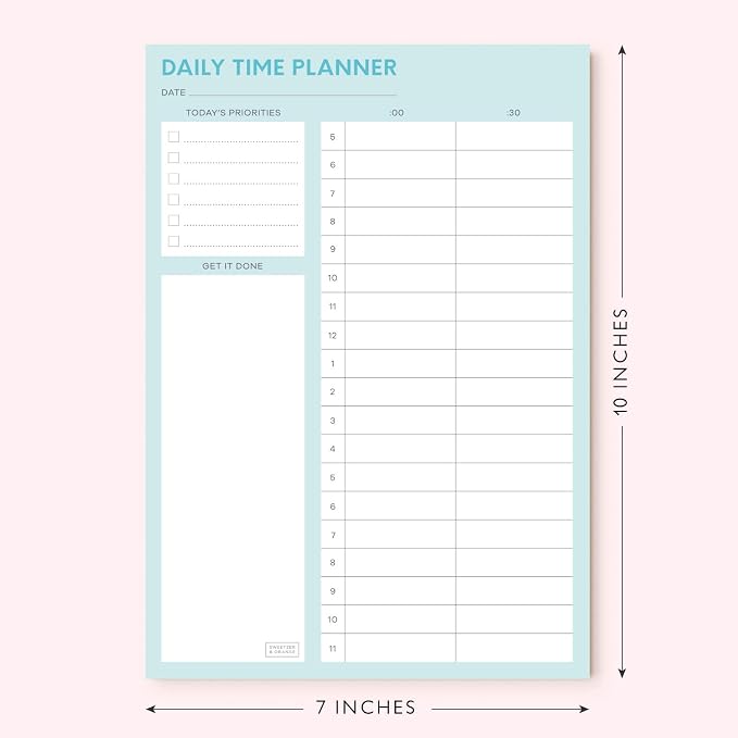 Sweetzer & Orange Time Block Planner. Undated Organizer To Do List Notepad. 7x10” Day Scheduler Productivity Task Pad. Checklist Diary, Work Journal, Appointment Pad, Daily To Do List Daybook