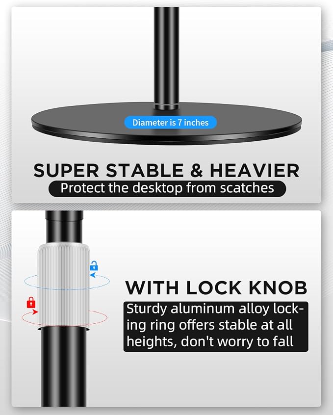 Webcam Stand, Light Stand Tripod with 360° Rotatable Ballhead for DSLR Camera, Ring Light, Webcam, Desktop Tripod for Video Recording, Shooting, Game Streaming, YouTube