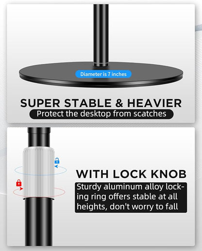 Webcam Stand, Light Stand Tripod with 360° Rotatable Ballhead for DSLR Camera, Ring Light, Webcam, Desktop Tripod for Video Recording, Shooting, Game Streaming, YouTube