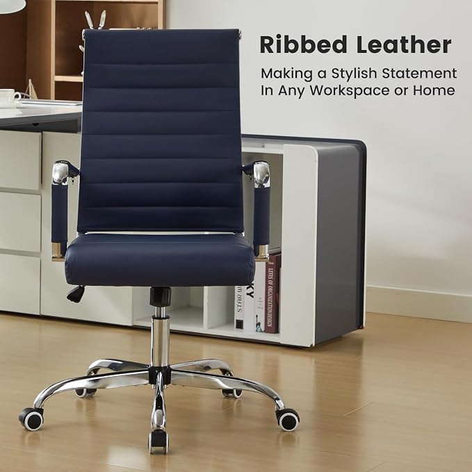 Office Desk Chair Leather, Conference Room Chairs with Wheels, Modern Executive Computer Guest Chairs with Arms.