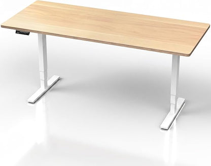 VIVO Electric 71 x 30 in Standing Desk, Touch Screen Adjustment, 220 lb Frame Support, 2E Series, Light Wood Top, White Frame, DESK-KIT-2EW71C