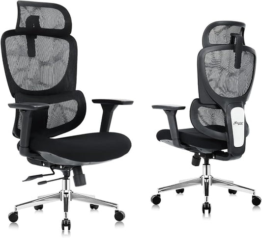 Jacia House Black Ergonomic Mesh Home Office Chair, Big & Tall Gaming Chair - High-Adjustable Lumbar Support, 4D Armrests, 2D Headrest, 90°~135° Tilting with Lock, Swivel Desk Chairs 600lb Capacity