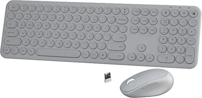 Wireless Keyboard and Mouse Combo, Slim Silent Round Keycaps (Gray) | 2.4GHz USB Plug-and-Play, Full-Size 110-Key Layout, Compatible with PC & Laptops