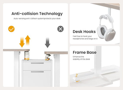 CubiCubi 55 x 24 Standing Desk, Height Adjustable Electric Computer Desk, Sit Stand up Home Office Workstations, Maple