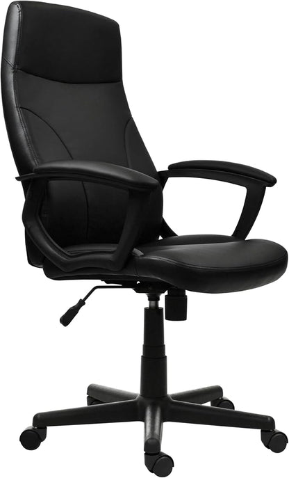 Techni Mobili PU Leather Office Chair with Padded Armrests, Height Adjustable Executive Desk Chair with Tilt Control, Black