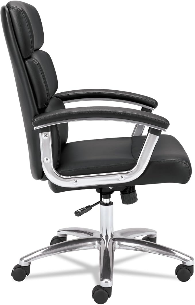basyx by HON Executive Task Chair - Mid Back Leather Computer Chair for Office Desk, Black (VL103)