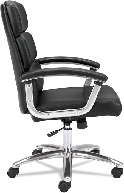 basyx by HON Executive Task Chair - Mid Back Leather Computer Chair for Office Desk, Black (VL103)