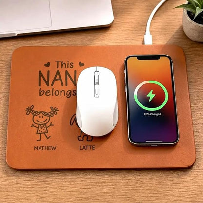 Personalized Leather Charging Mat, This Grandpa Belongs to Kid Stick Figure Wireless Charging Desk Mat, Custom Dad Gift from Kids, Fathers Day Gift for Dad, Papa, Grandpa, Daddy 8
