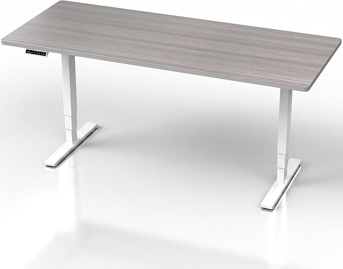 VIVO Electric 71 x 30 in Standing Desk, Touch Screen Adjustment, 220 lb Frame Support, 2E Series, Dark Gray Top, White Frame, DESK-KIT-2EW71G