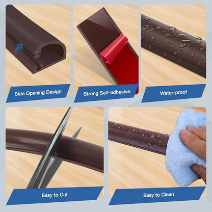 Silicone Cord Covers Wall Self-Adhesive Cord Covers for Wires on Wall Wire Hider Flexible Cable Hider with Side-Opening for Home Office TV Cable Management (0.31" W x 0.31" H x 118" L, Brown)