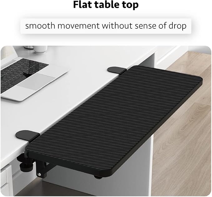 Ergonomics Desk Extender Tray, Suitable for Office. Foldable, Punch-Free Clamp on.Computer Keyborad Tray, Desk Extension Board (21.65"*9.45"(55cm*24cm), Carbon)
