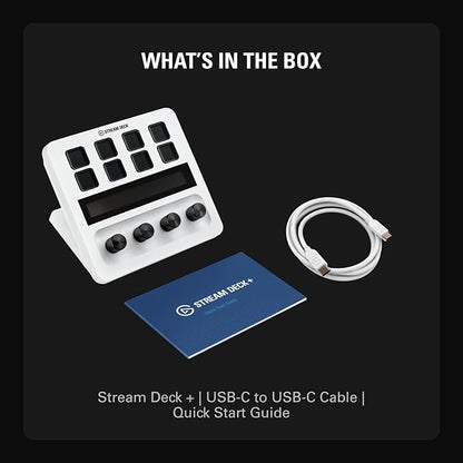 Elgato Stream Deck + White, Audio Mixer and Studio Controller | LCD keys, dials and touch strip, Compatible with Zoom, Teams, Office apps, Unlocks Wave Link mixing, Works Mac and PC