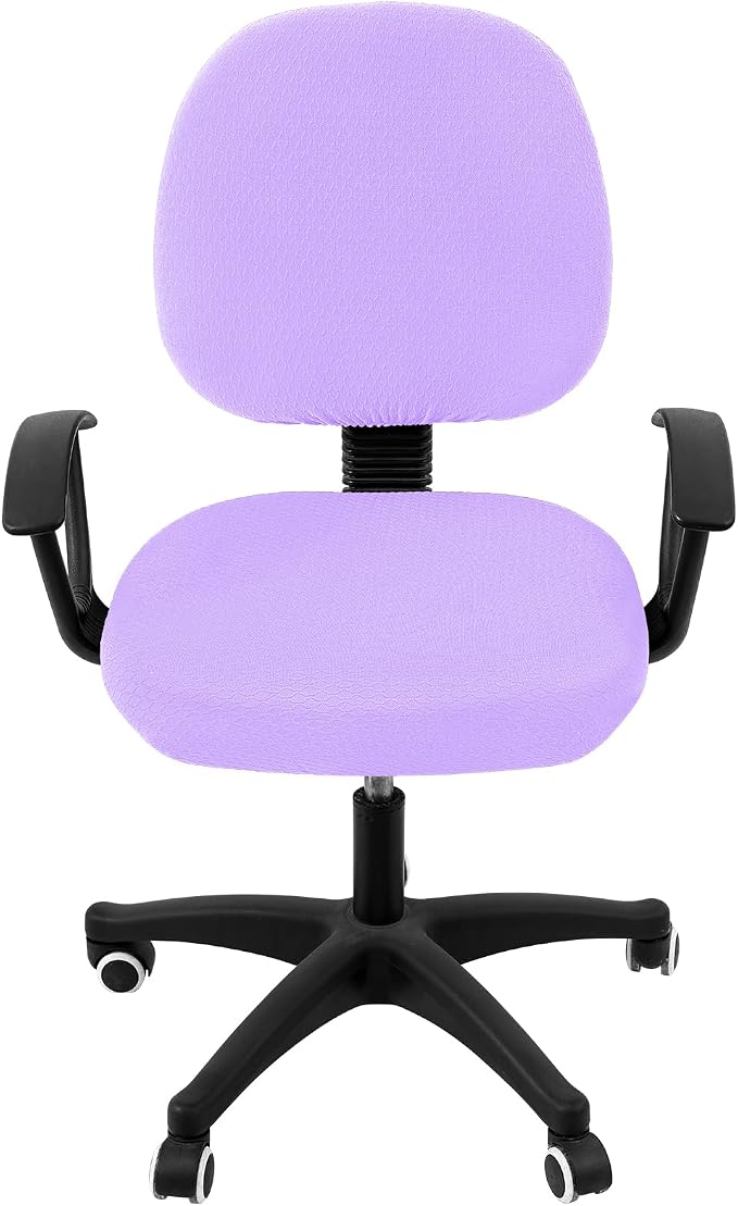 Smiry Stretch Jacquard Office Computer Chair Covers, Removable Washable Universal Desk Rotating Chair Slipcovers Protector, Seat + Backrest Cover, Lavender