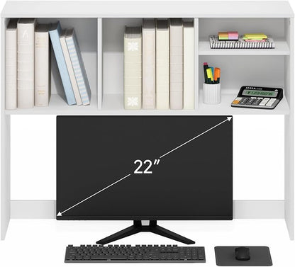 Furinno Classic Desk Shelf, 4-Shelf Desktop Hutch, Book Shelf, Desk Organzier, for Office Supplies, Office Desk Accessories, White
