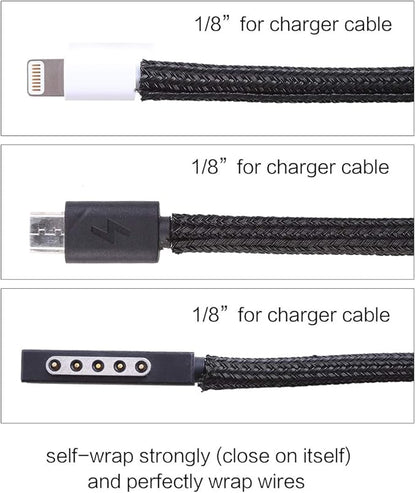 Alex Tech 25ft - 1/8 inch Cord Protector Wire Loom Tubing Cable Sleeve Split Sleeving For USB Cable Power Cord Audio Video Cable – Protect Cat From Chewing Cords - Black