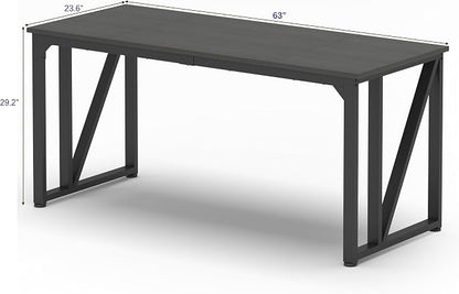 NSdirect Computer Desk 63×23.6 Inch Gaming Desk with Deeper & Thicker Desktop, Office Desk Work Desk for Home Office, Black