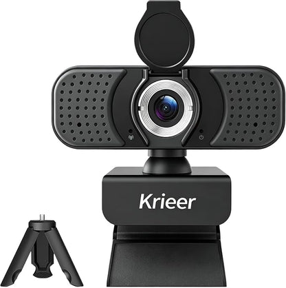 4K HD Webcam with Dual Mics &Rotatable Tripo,Privacy Cover for Pc/Laptop, USB Computer Camera Plug & Play with Auto Light Correction for Video Calls, Live Streaming Gaming & Online Meetings