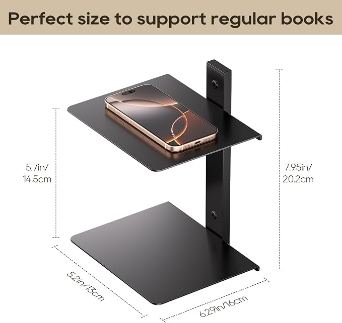 Invisible Floating Bookshelf for Wall, 8 Tier Vertical Spine Book Tower Wall Mounted, Heavy-Duty Metal Book Organizers for Home Office, 4 Pack Black