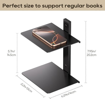Invisible Floating Bookshelf for Wall, 8 Tier Vertical Spine Book Tower Wall Mounted, Heavy-Duty Metal Book Organizers for Home Office, 4 Pack Black