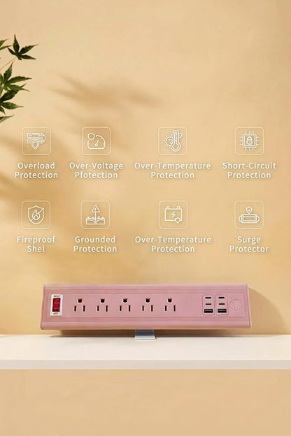 Desk Clamp Power Strip with Nightlight, 40W Fast Charging, 10FT Extension Cord, 4x20W USB-C & 2 USB Ports, 5 AC Outlets, Fits 1.69-Inch Table Edges