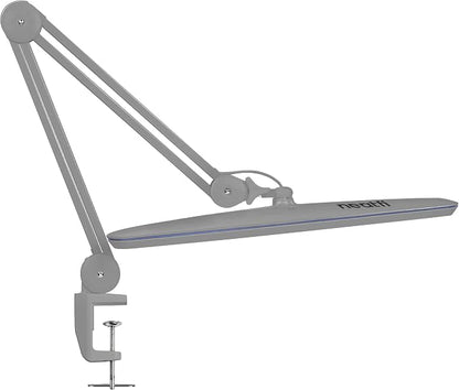 Neatfi XL 2,200 Lumens 24W LED Desk Lamp – 23” Wide Shade | Dimmable Eye-Caring Task Light | Adjustable Arm | Home Office, Study, Crafts & Nail Tech (Silver, Non-CCT with Clamp)