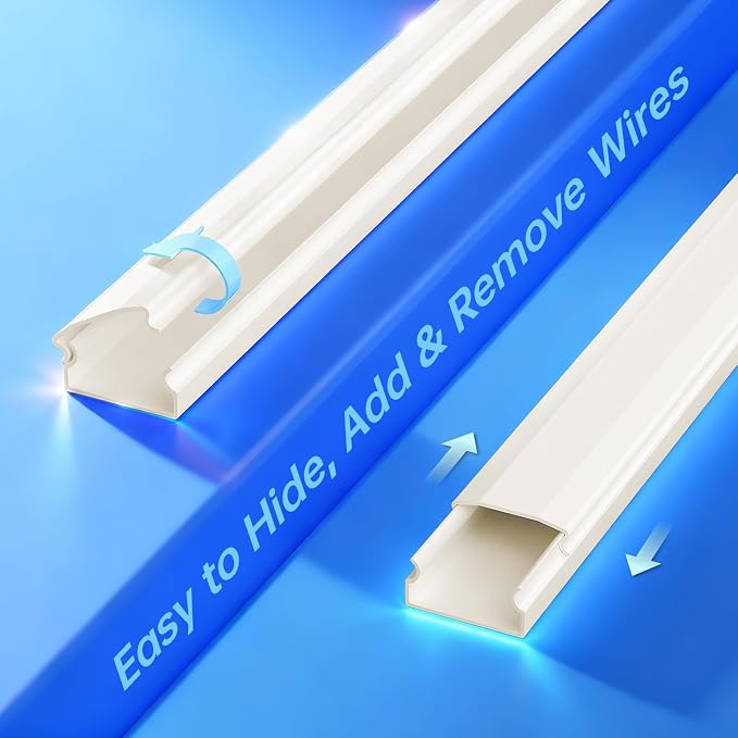 Delamu Beige Cord Hider, 236in Cord Covers for 3-4 Wires on Wall, Beige Cable Hider Wire Covers for Cords, Wire Hiders for TV on Wall, TV Cord Hider Wall to Hide Wires, 15x L15.7 W1.18 H0.6in