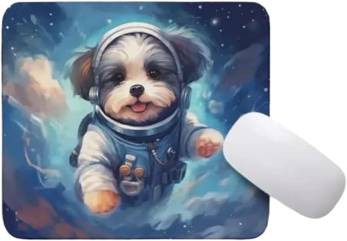 Mouse Pad Havanese Astronaut Dog in Space Mouse Pad Puppy floating in Space for Home Office Work Desk Computer Desktop Laptop for Dog Lovers